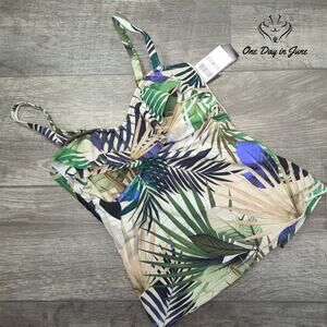 Island Escape Tropical Padded Tankini Top Size 6